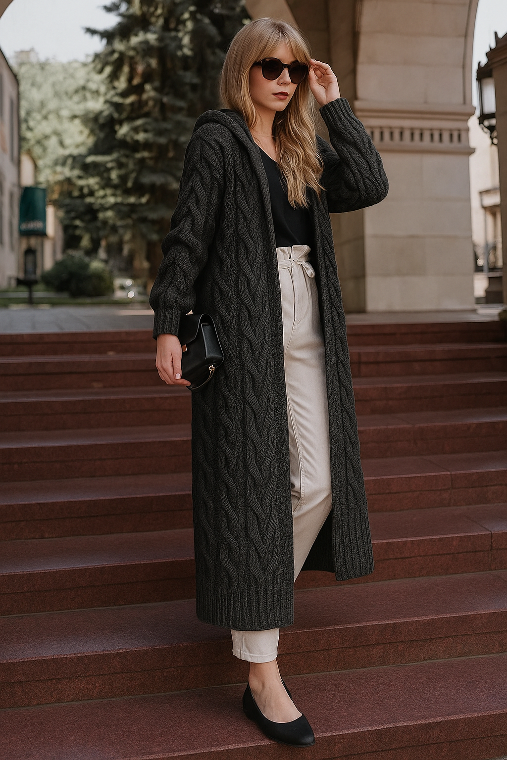 Isole | Lang Kabelgebreid Vest