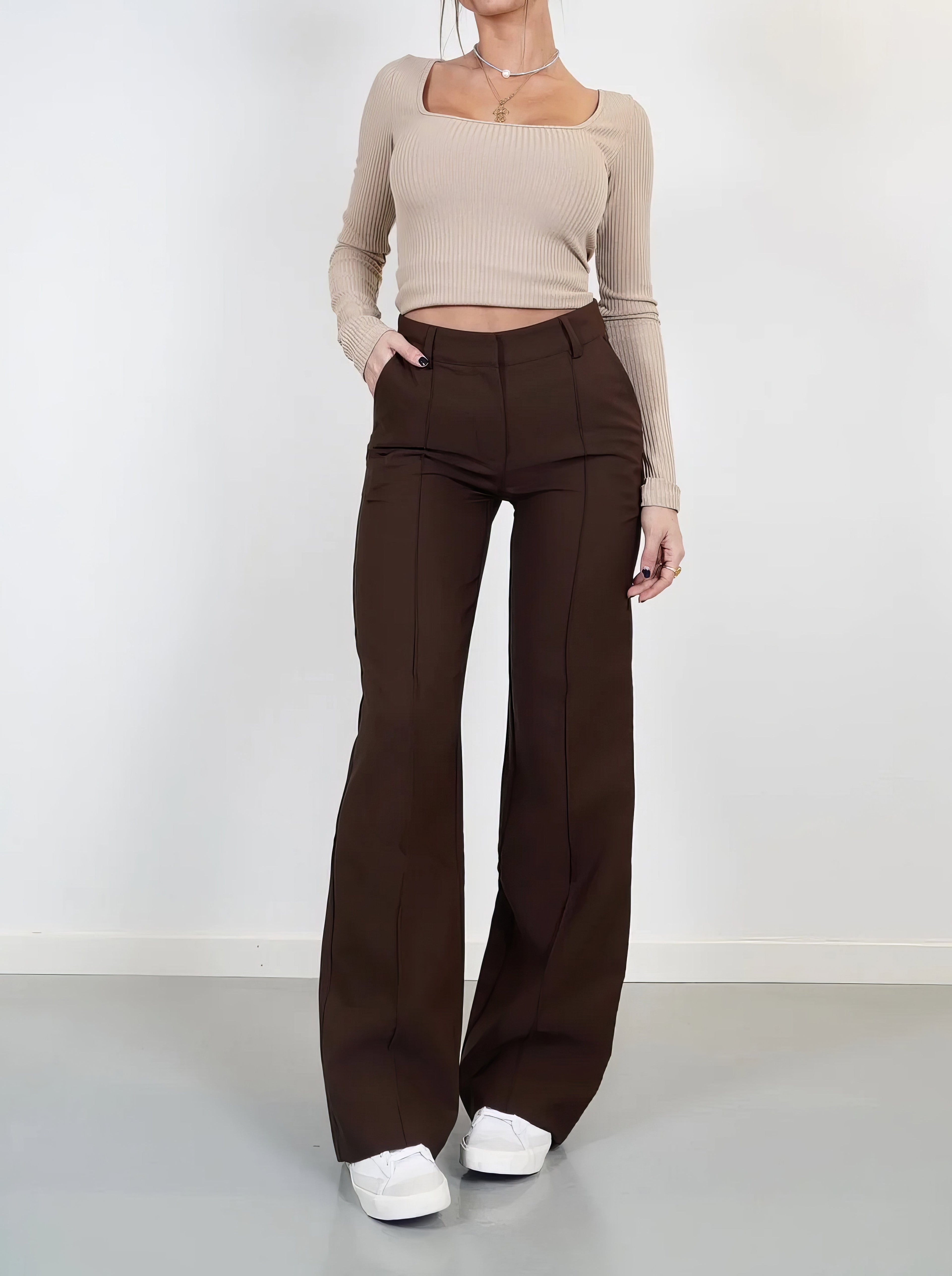 Eva Wijde Broek - Hoge Taille -  Diverse Kleuren - Geschikt voor alle Lichaamstypen