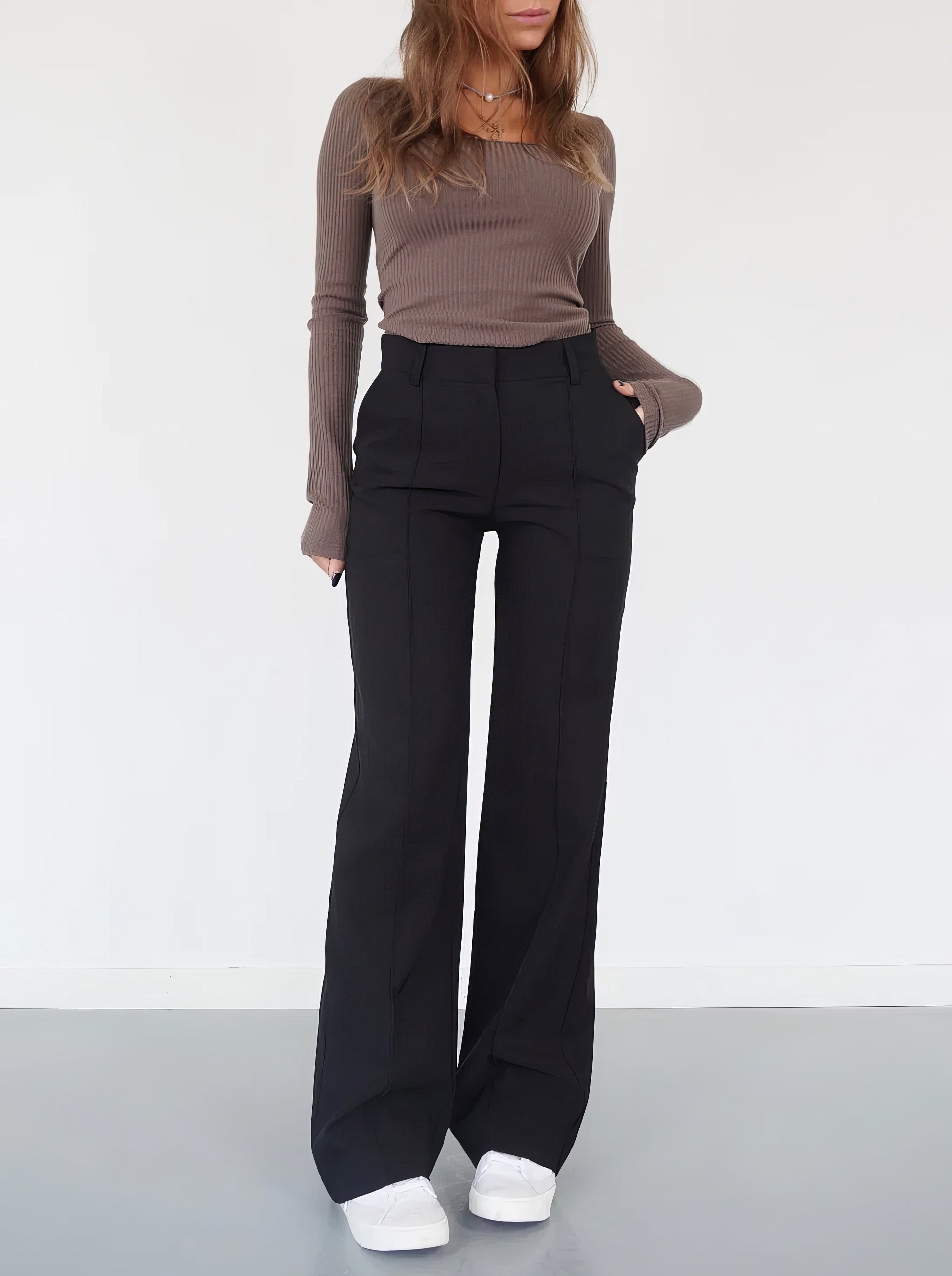 Eva Wijde Broek - Hoge Taille -  Diverse Kleuren - Geschikt voor alle Lichaamstypen