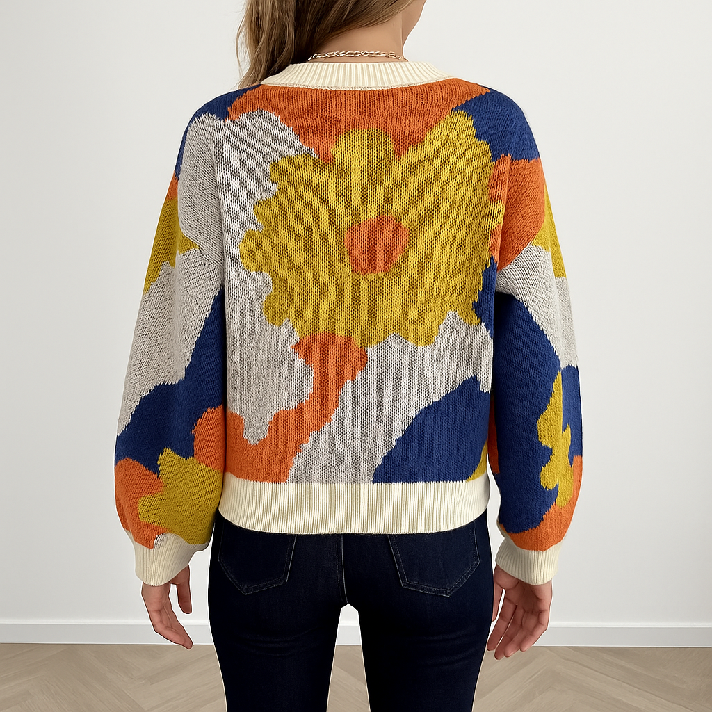 Arabella | Gebreide Trui met Bloemenmotief