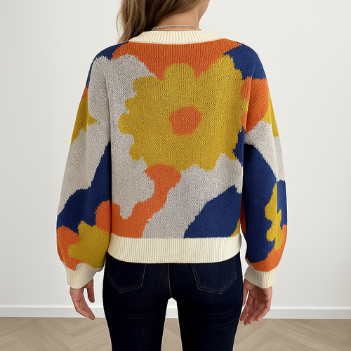 Arabella | Gebreide Trui met Bloemenmotief