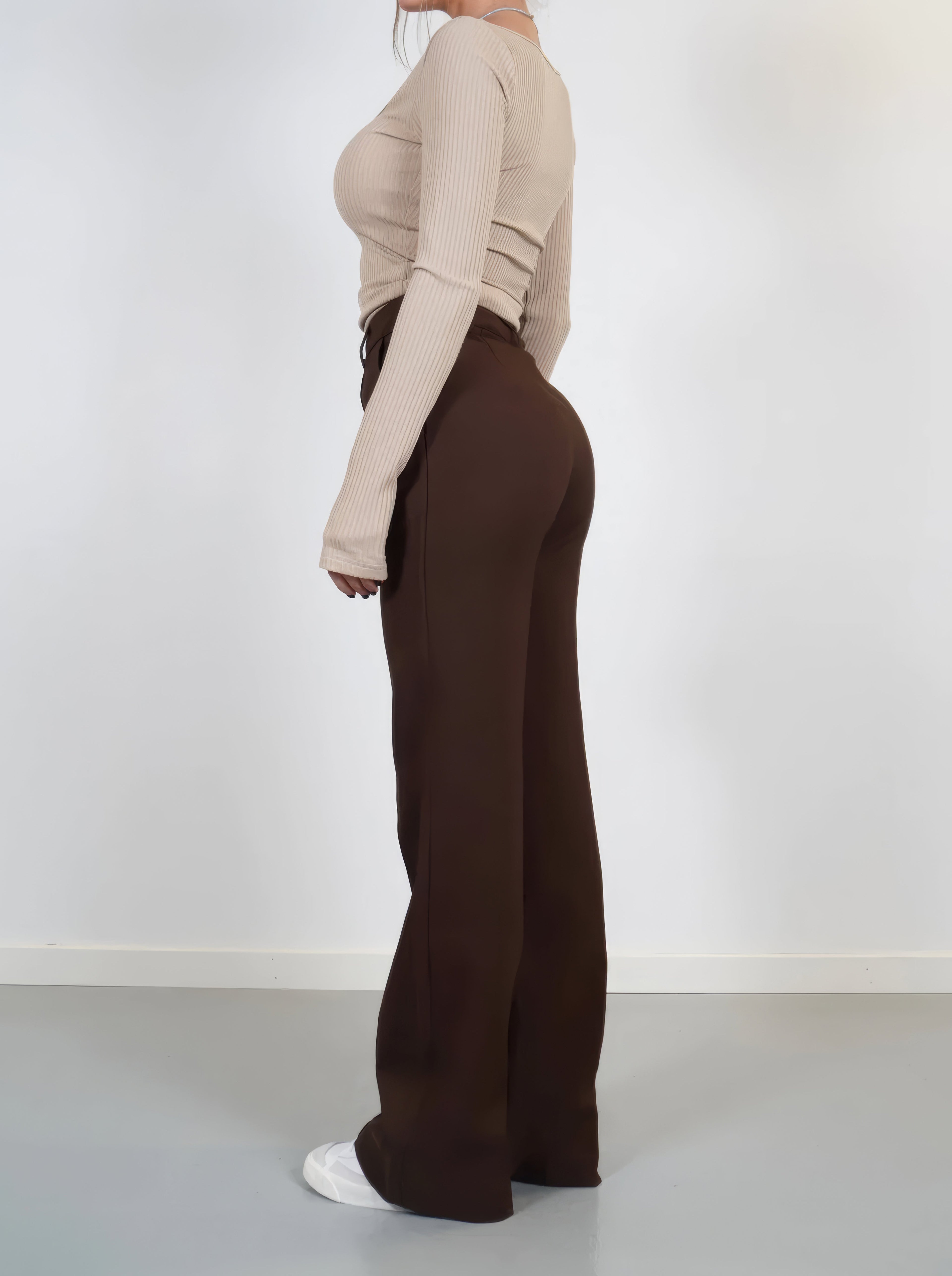 Eva Wijde Broek - Hoge Taille -  Diverse Kleuren - Geschikt voor alle Lichaamstypen