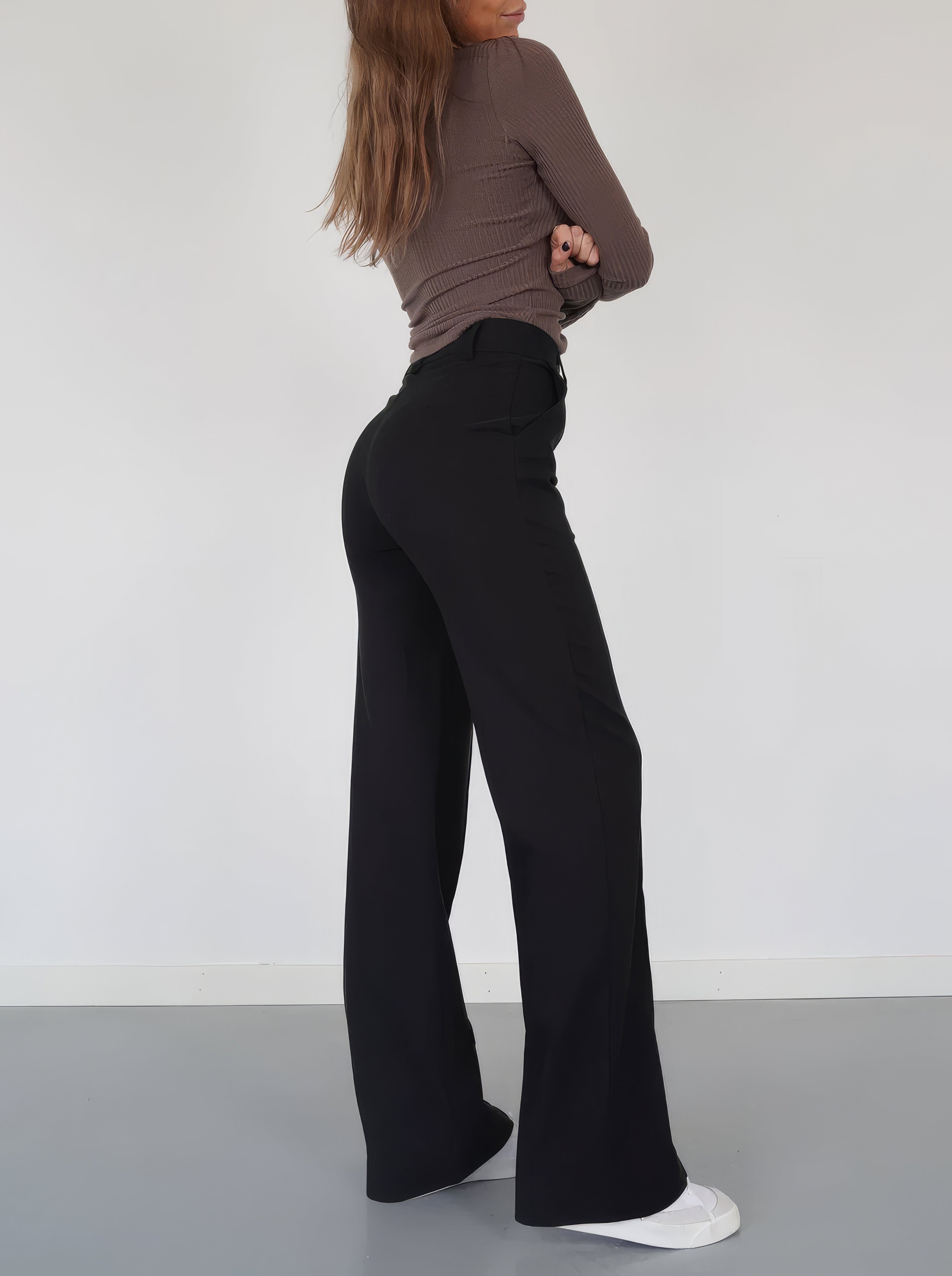 Eva Wijde Broek - Hoge Taille -  Diverse Kleuren - Geschikt voor alle Lichaamstypen