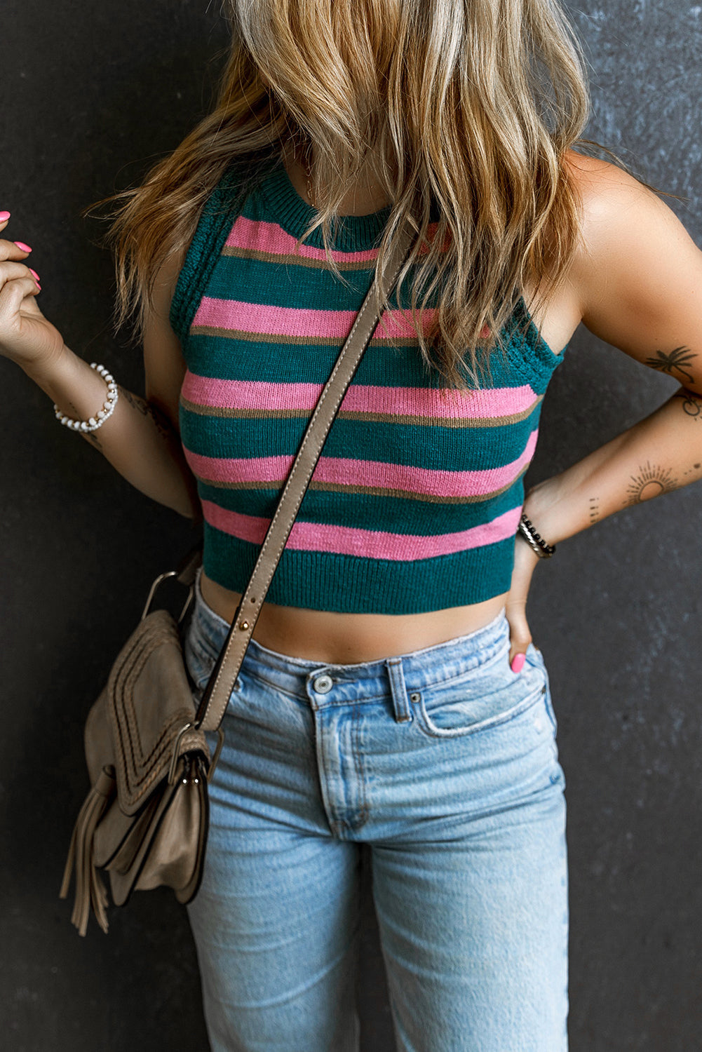 Presley | Gestreepte Mouwloze Pullover Top