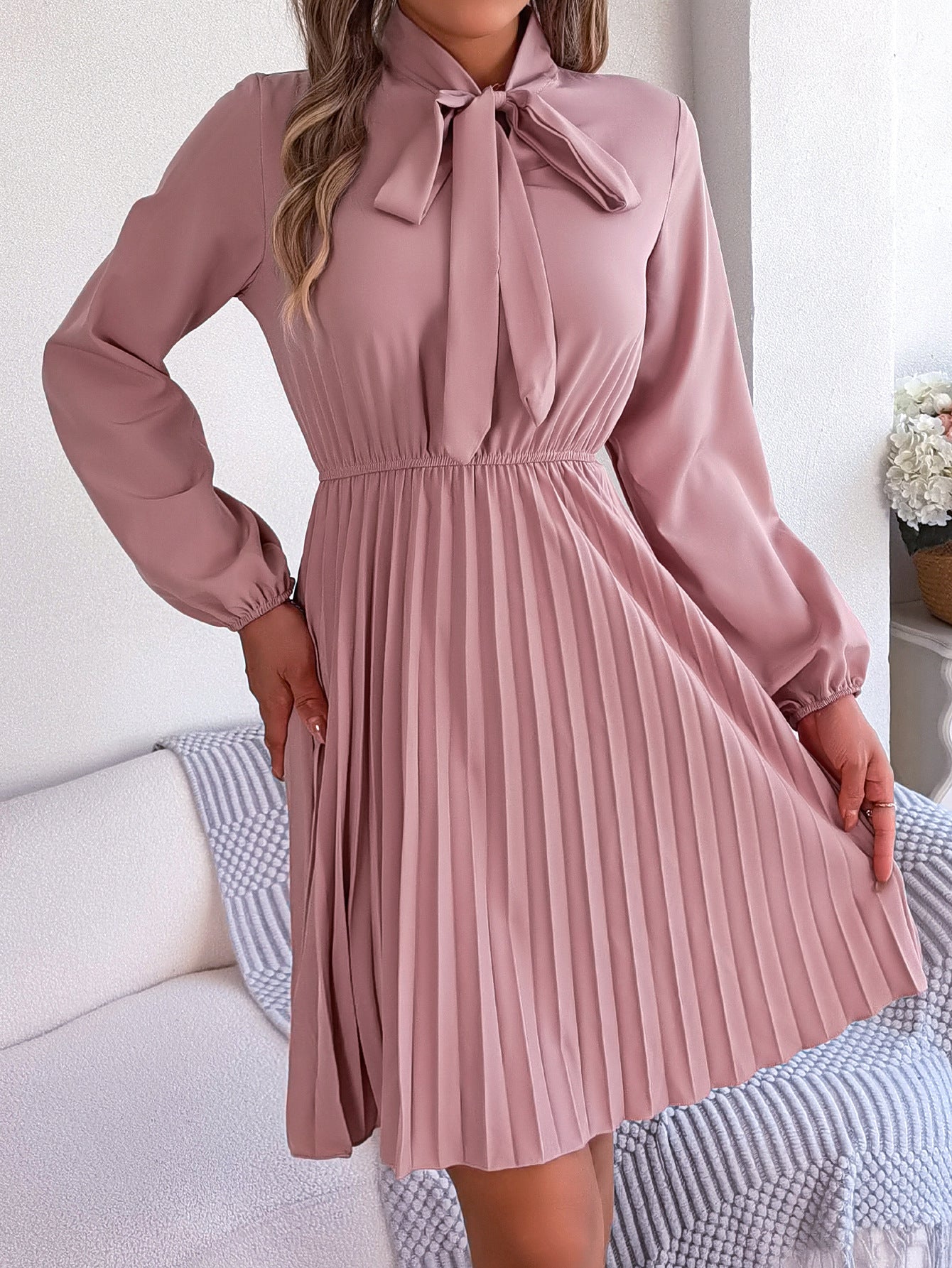 Geplooide Midi Jurk Mia - Polyester en Spandex - Flatterende Pasvorm - Alle Seizoenen