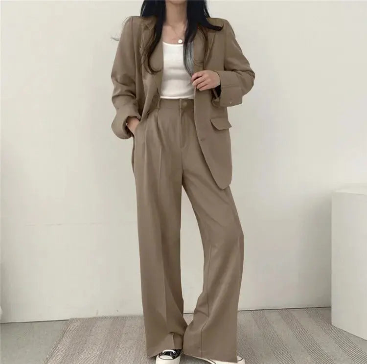 Athena | Effen Blazer- en Rechte Pantalon Set voor Dames