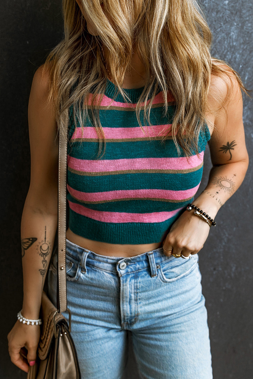 Presley | Gestreepte Mouwloze Pullover Top