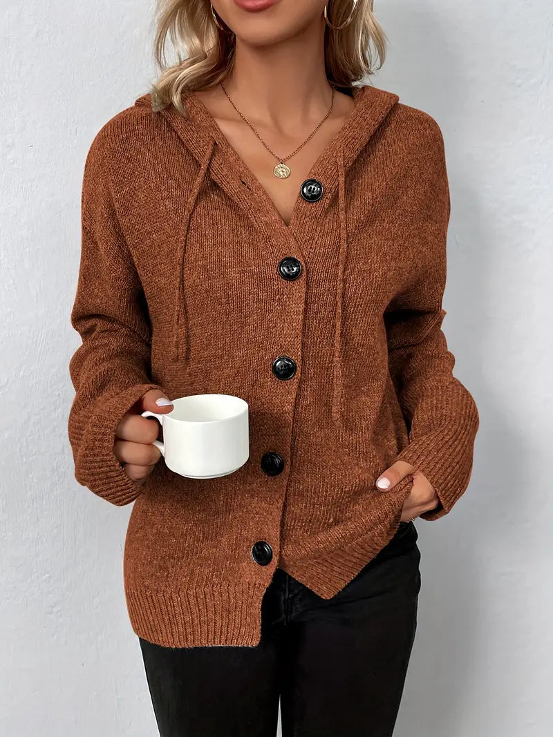 Halina | Gebreid vest met capuchon