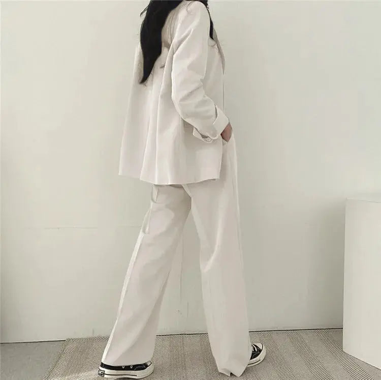 Athena | Effen Blazer- en Rechte Pantalon Set voor Dames