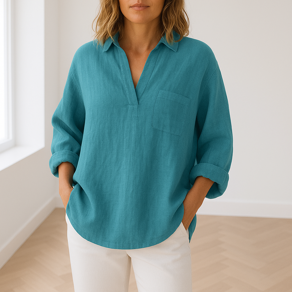 Freya | Klassieke Katoenen Linnen Blouse voor Vrouwen