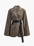 Mila | Oversized Blazer met Tailleband in Olijf
