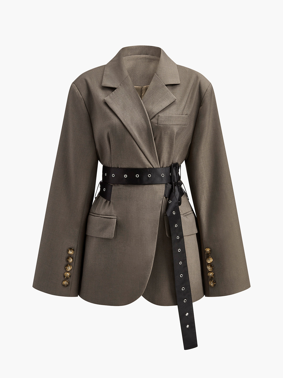 Mila | Oversized Blazer met Tailleband in Olijf