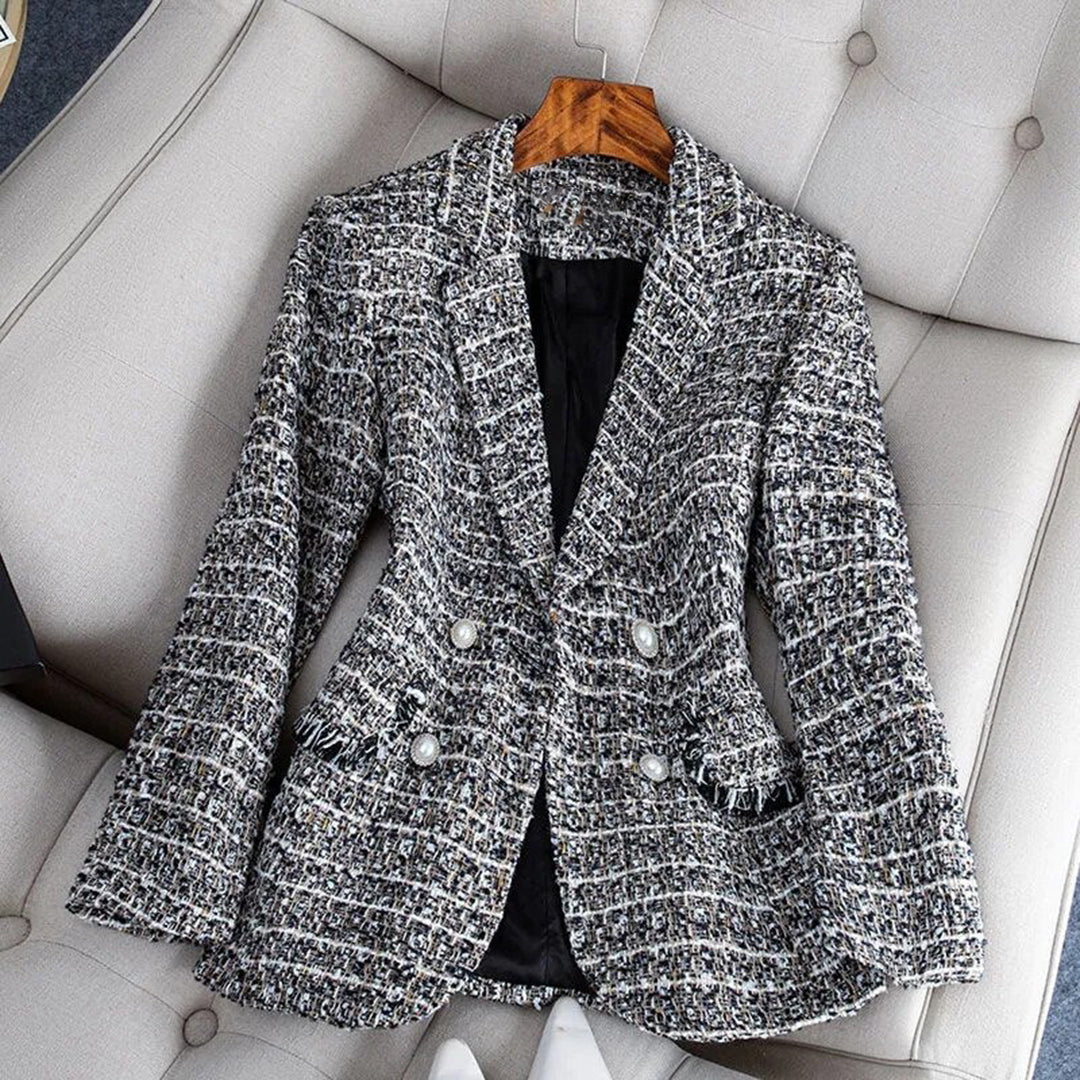 Elegante Tweed Blazer met Getailleerde Pasvorm
