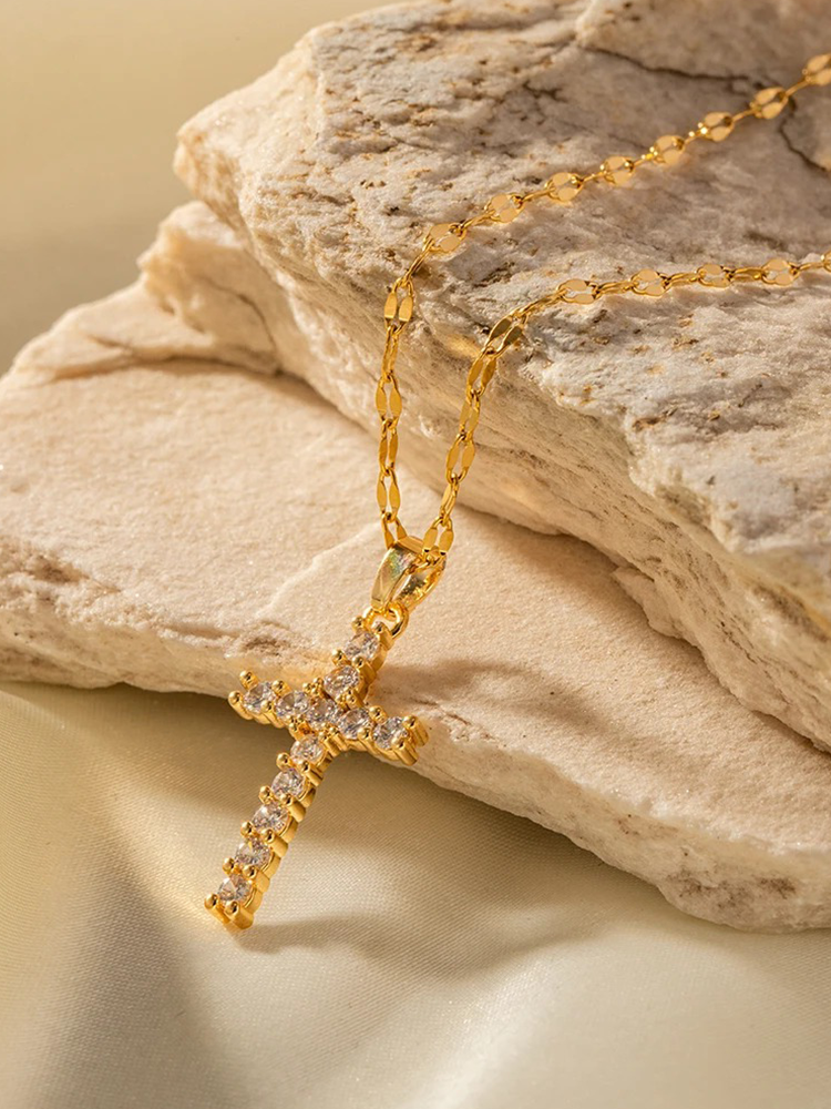 Mirella | Zirkonia Kruis Ketting Goud