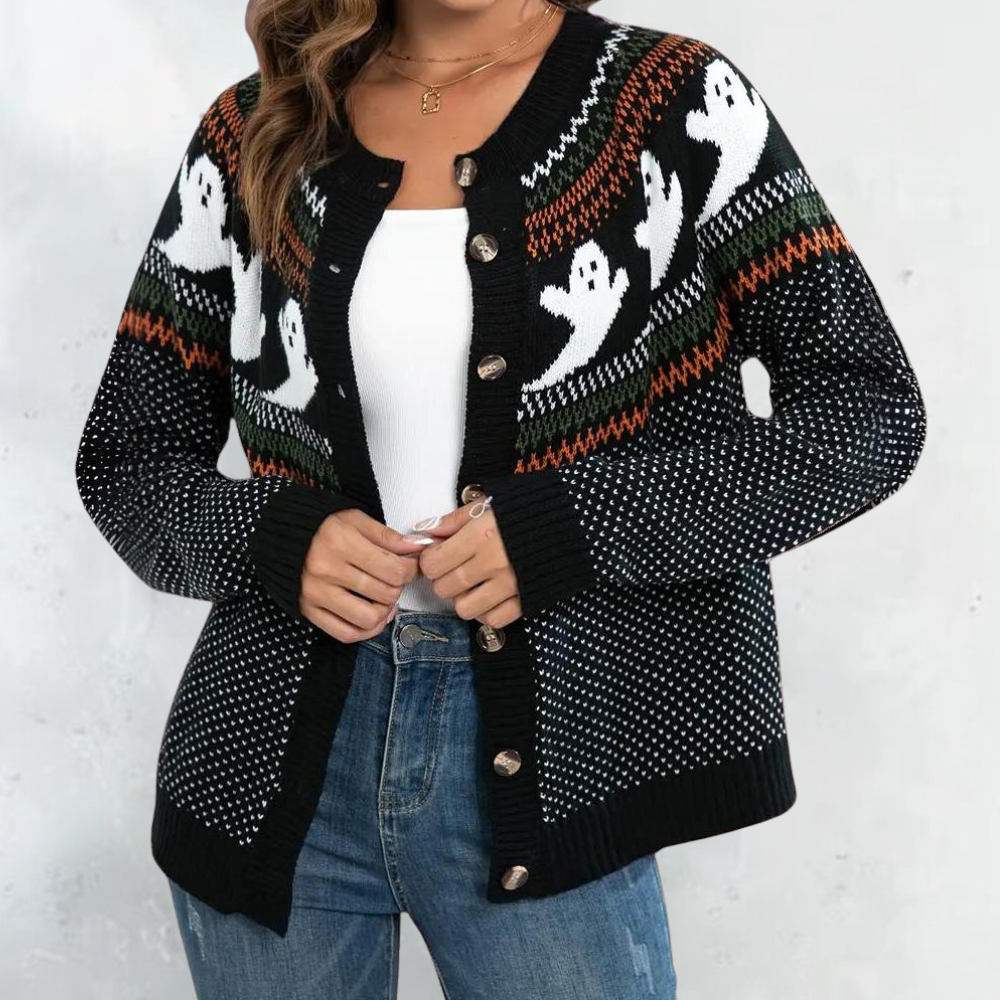 Ciska | Unisex gebreide halloween ghost cardigan
