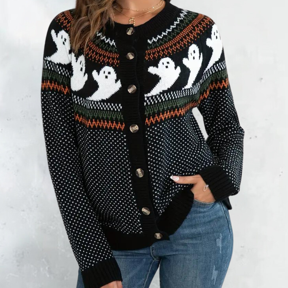 Ciska | Unisex gebreide halloween ghost cardigan