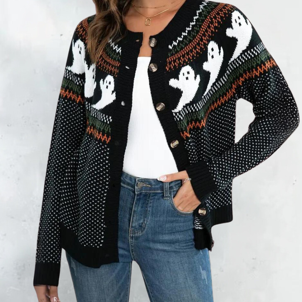 Ciska | Unisex gebreide halloween ghost cardigan