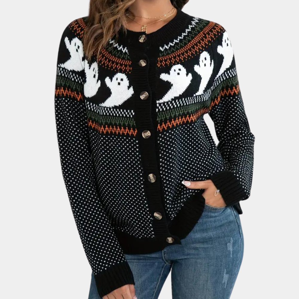 Ciska | Unisex gebreide halloween ghost cardigan