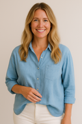 Isabelle | Linnen Blouse met Borstzak