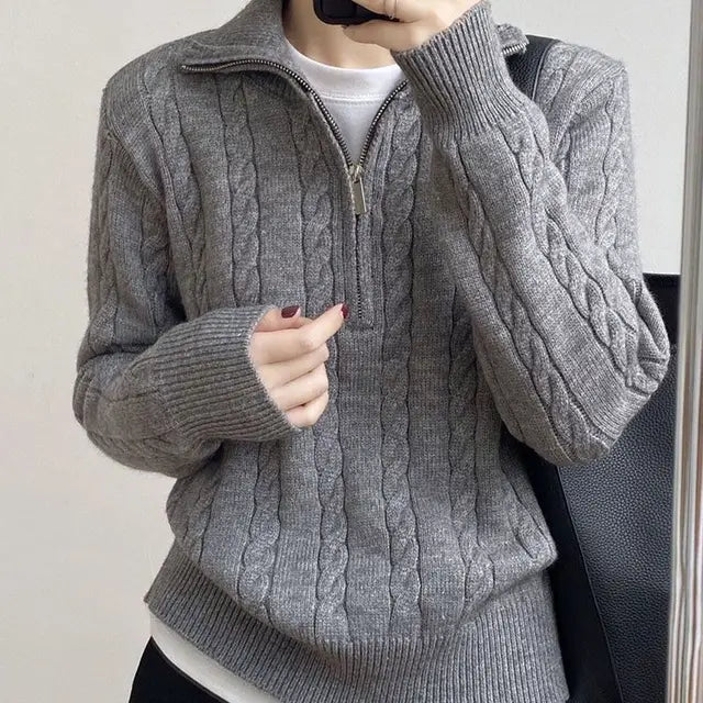 Xaviera | Halflange gebreide trui van alpaca wol