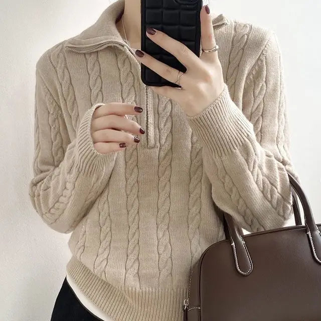 Xaviera | Halflange gebreide trui van alpaca wol