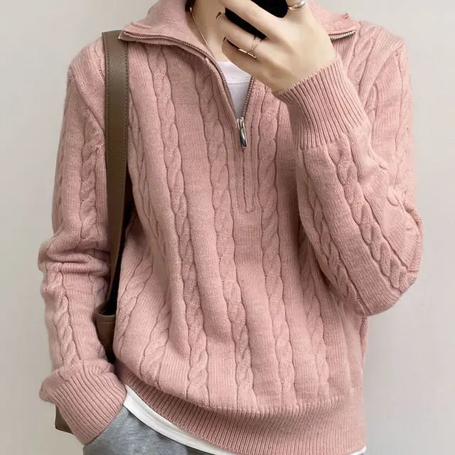 Xaviera | Halflange gebreide trui van alpaca wol