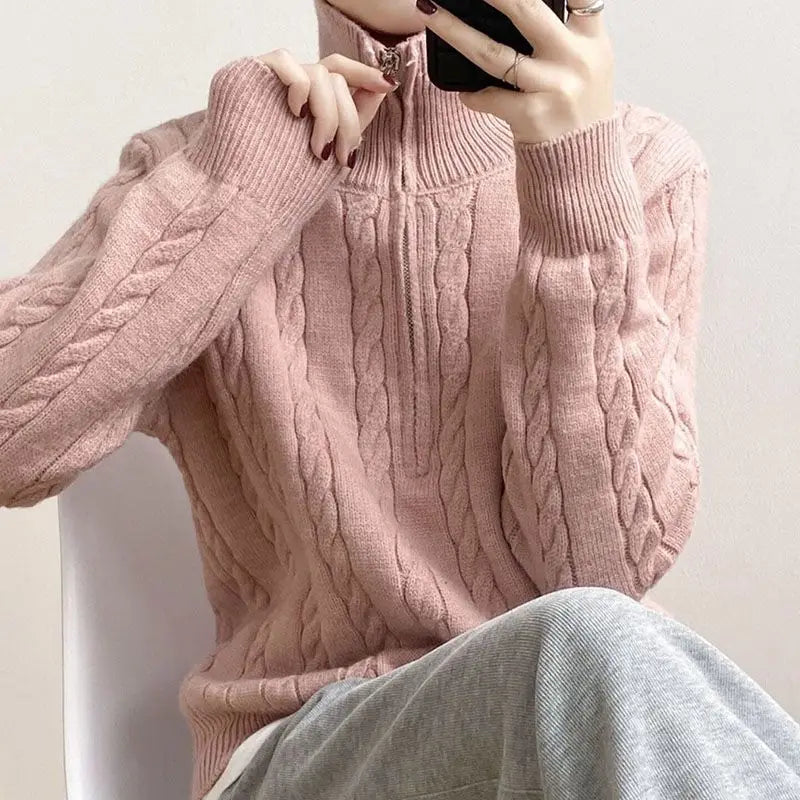 Xaviera | Halflange gebreide trui van alpaca wol