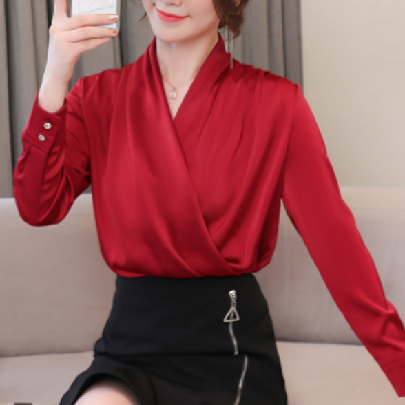 Francisca | Fluwelen gedrapeerde blouse