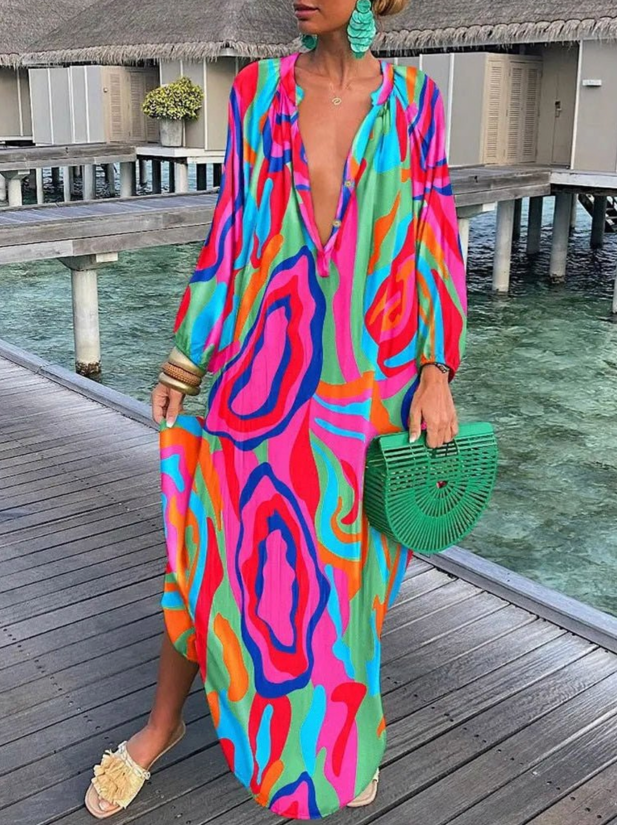 Kleurrijke Maxi Jurk — Luchtig, Comfortabel en Tijdloos Design