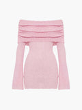 Strapless Mini-jurk - Bouclé Breisel met Lange Mouwen - Perfect voor Elke Gelegenheid