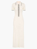 Penelope Maxi-jurk - Zwart-Wit met Knoopdetails