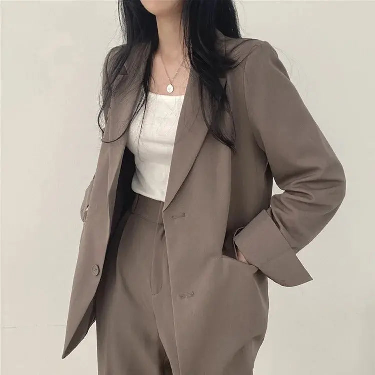 Athena | Effen Blazer- en Rechte Pantalon Set voor Dames