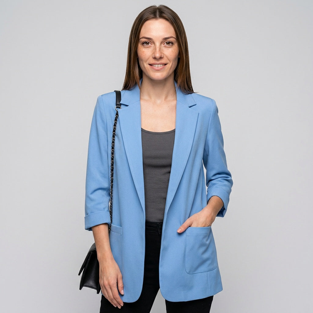 Lange Blazer met Open Voorkant en Slim Fit