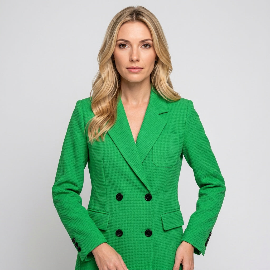 Dubbelrijige Blazer met Structuur voor Stijlvolle Look
