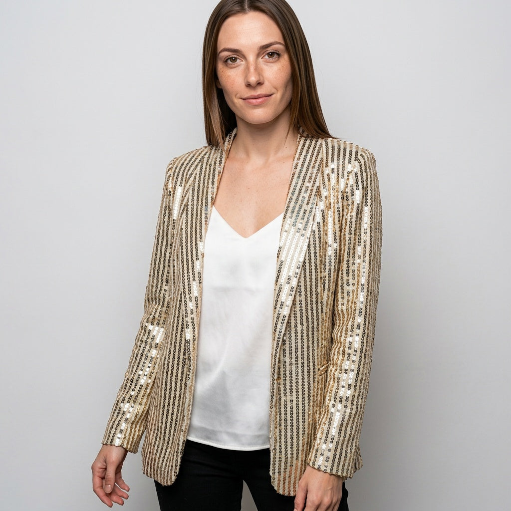Glitter Blazer voor Feestelijke en Glamour Look