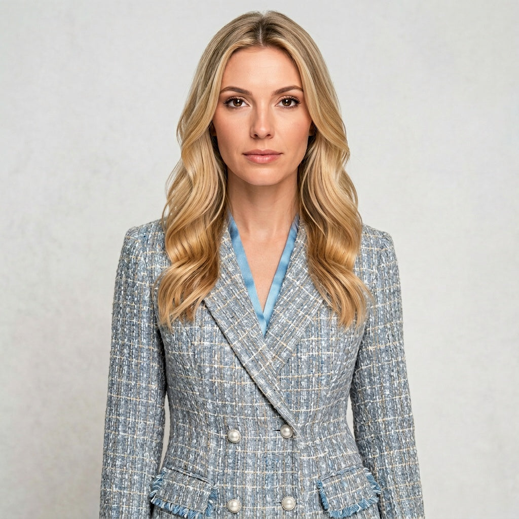 Elegante Tweed Blazer met Getailleerde Pasvorm