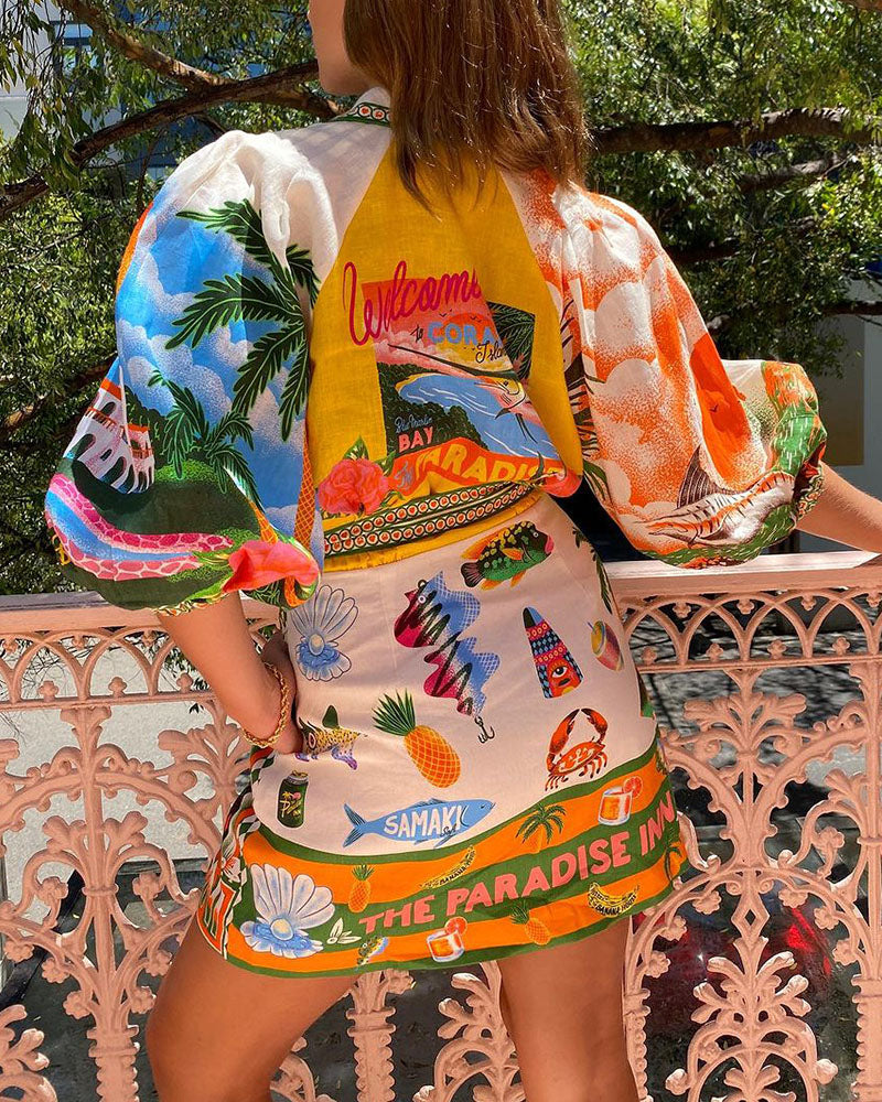 Zomerjurk - Ademend Katoen - Tropische Print - Perfect voor Zonnige Dagen