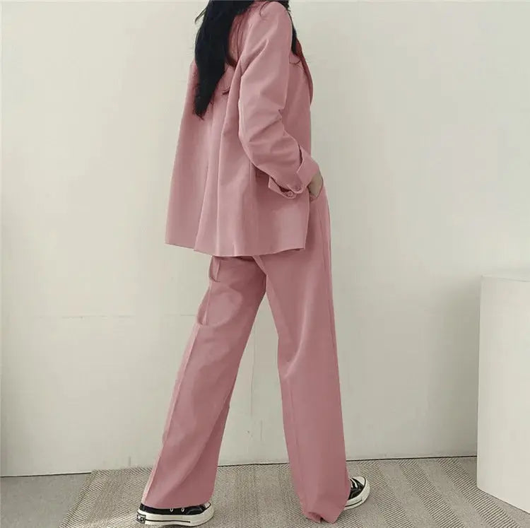 Athena | Effen Blazer- en Rechte Pantalon Set voor Dames