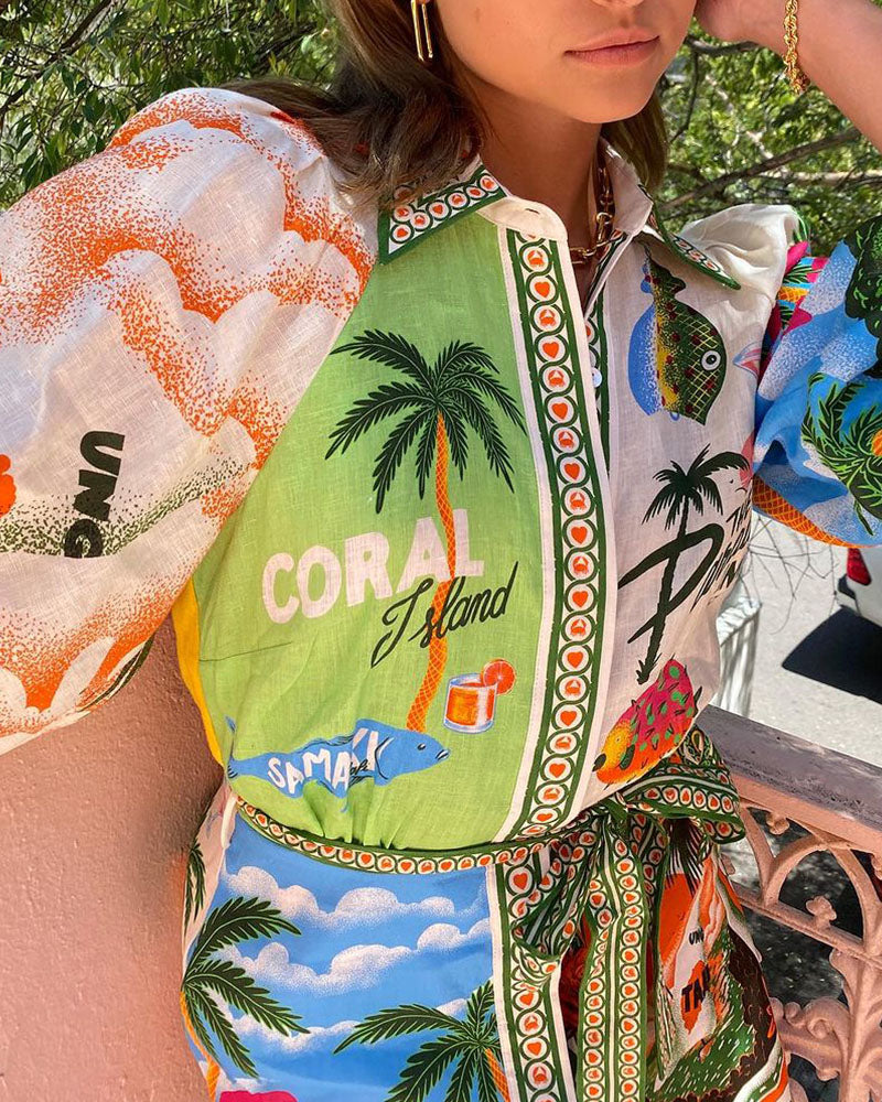 Zomerjurk - Ademend Katoen - Tropische Print - Perfect voor Zonnige Dagen