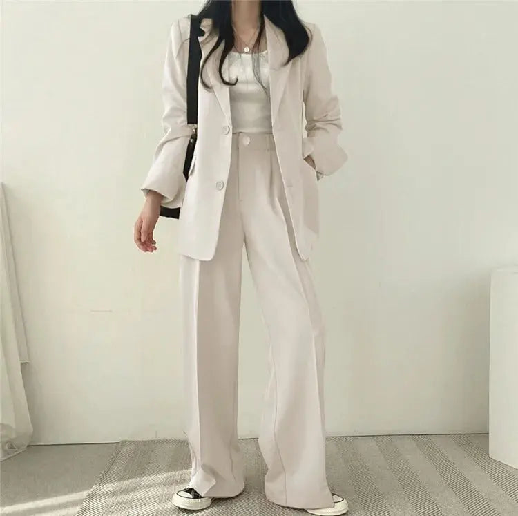 Athena | Effen Blazer- en Rechte Pantalon Set voor Dames
