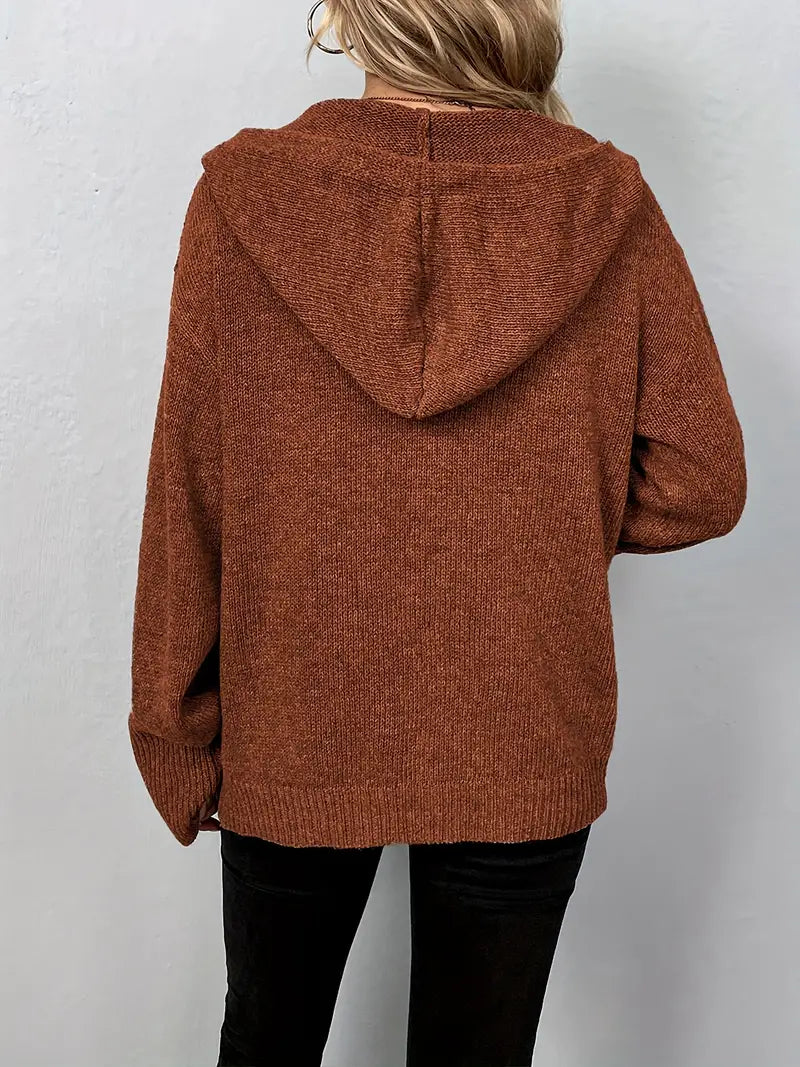 Halina | Gebreid vest met capuchon