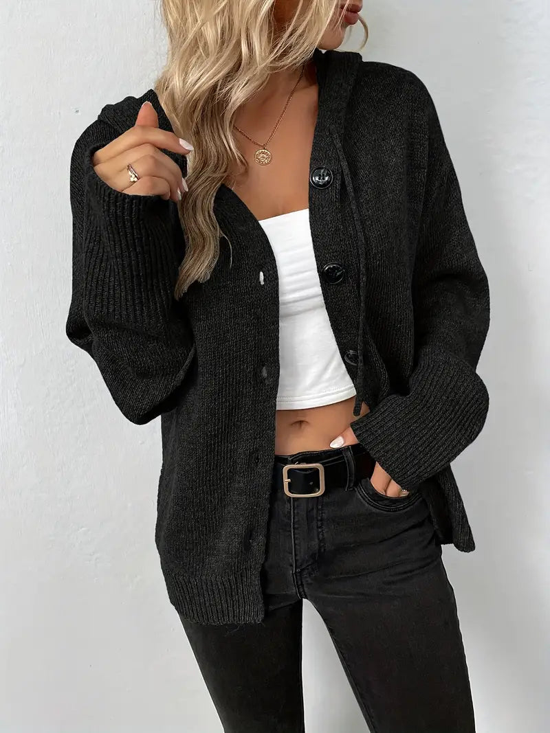 Halina | Gebreid vest met capuchon