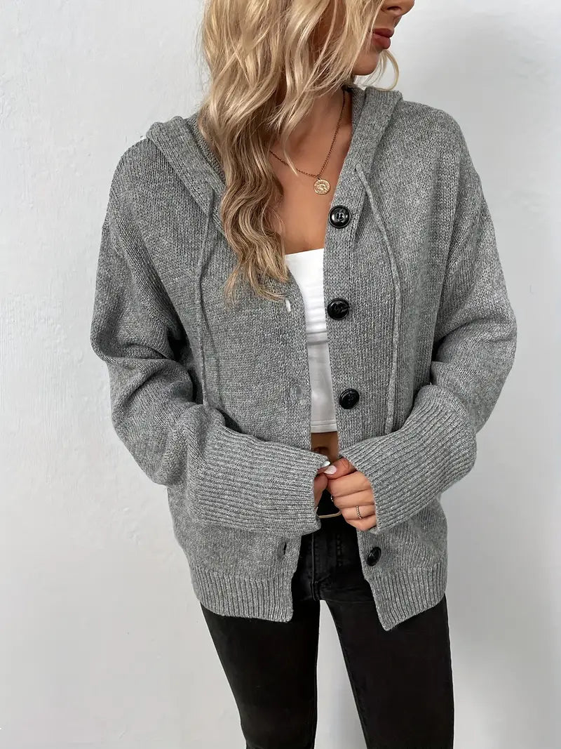 Halina | Gebreid vest met capuchon