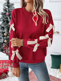 Tasha | Dames Crew Neck Kersttrui met Strikmouwen