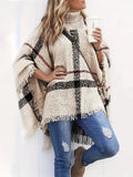 Indrina | Geruite poncho met colkraag