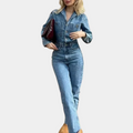 Karina | Chique Denim Jumpsuit met Lange Mouwen