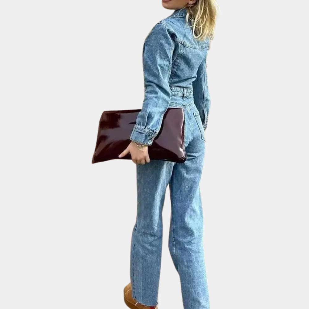Karina | Chique Denim Jumpsuit met Lange Mouwen