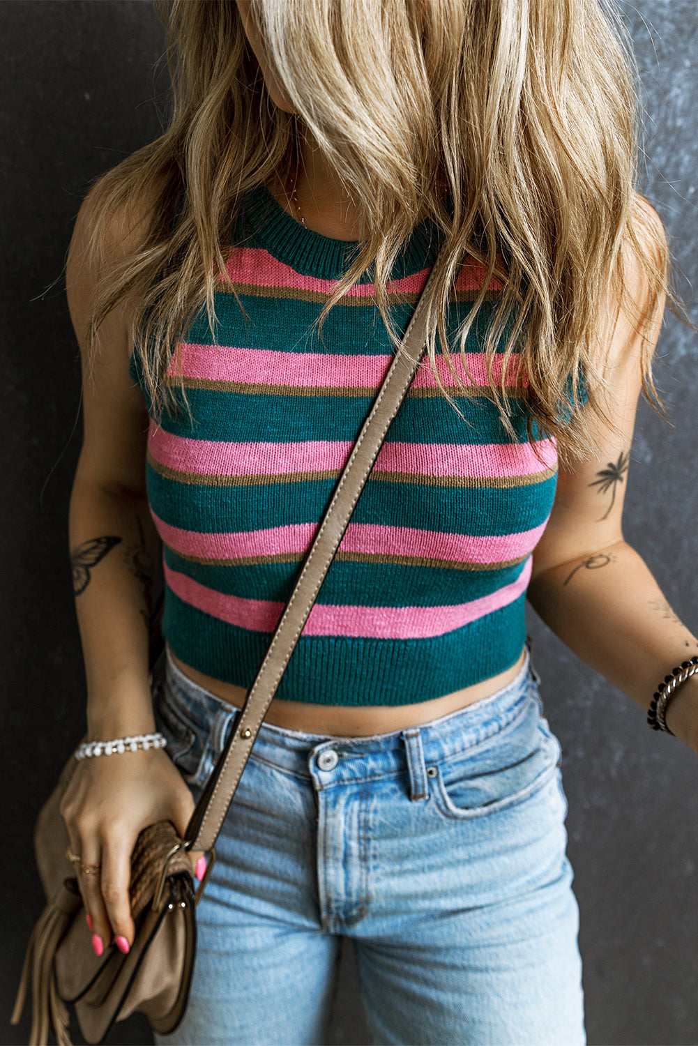 Presley | Gestreepte Mouwloze Pullover Top