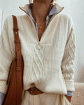 Urelia | Stijlvolle Kabelgebreide Half-Zip Trui
