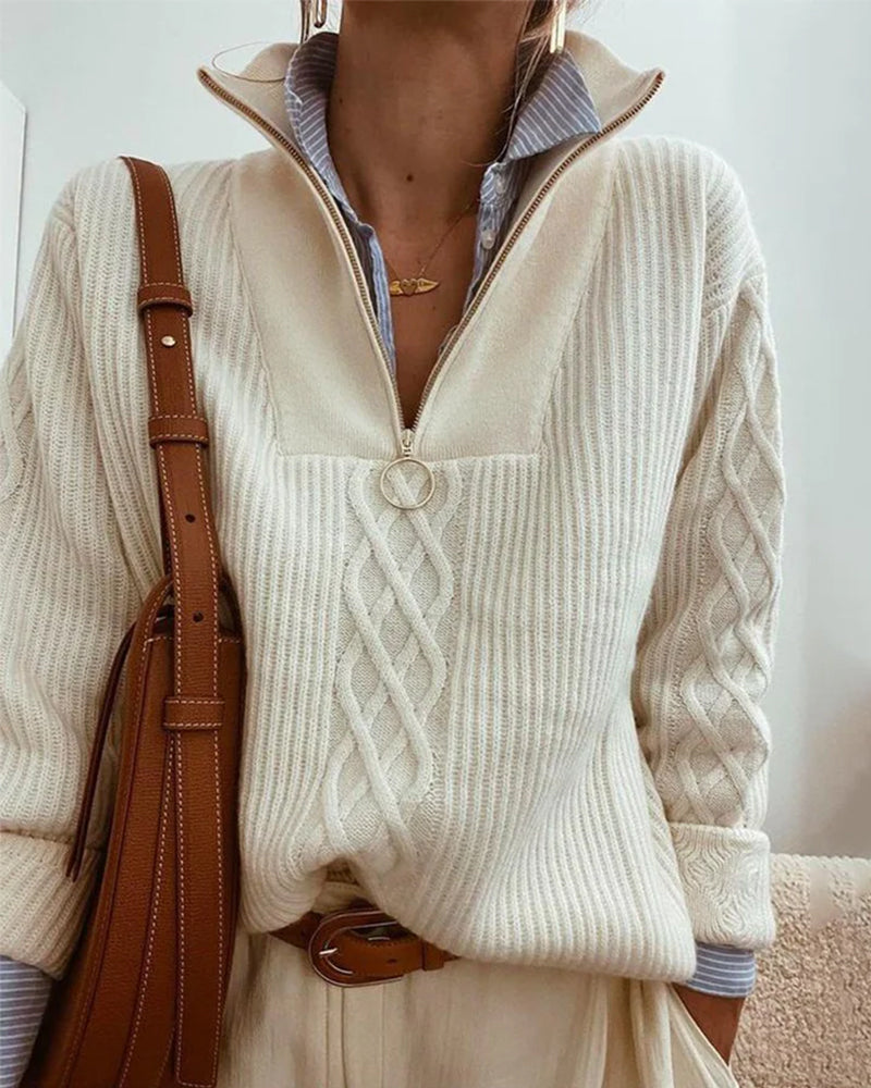 Urelia | Stijlvolle Kabelgebreide Half-Zip Trui